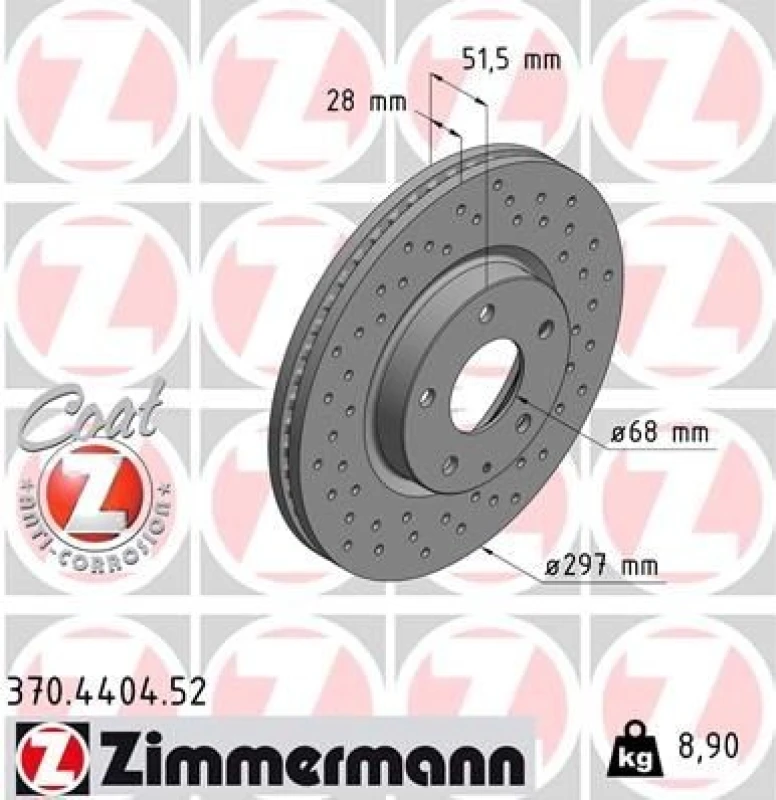Image of ZIMMERMANN Brake disc ZIMMERMANN 370.4404.52