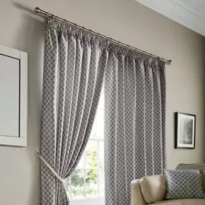 Image of Jacquard Curtains Pencil Pleat Fully Lined, Latte, 90 x 90 - Latte - Alan Symonds