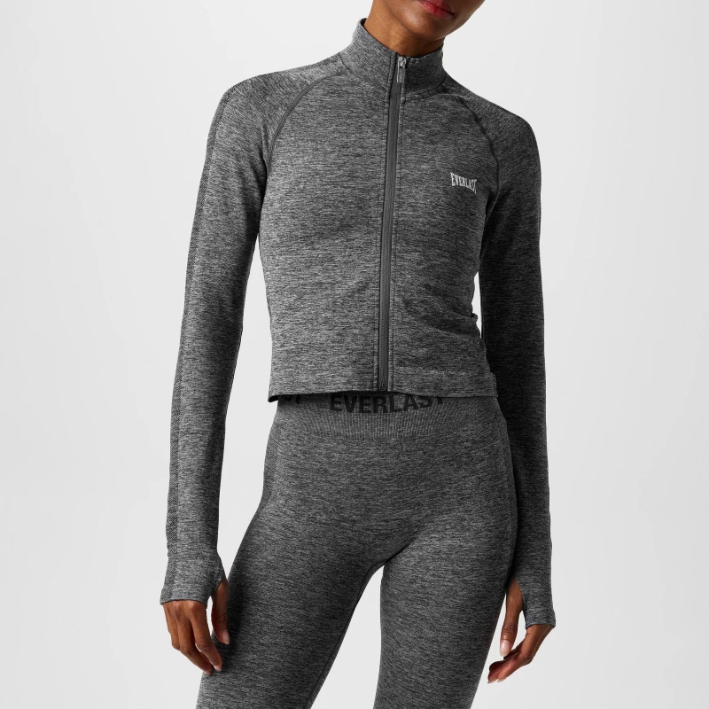 Image of Everlast Seamless Zip Top Womens - Grey Grey 6