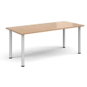 Image of Rectangular white radial leg meeting table 1800mm x 800mm - beech