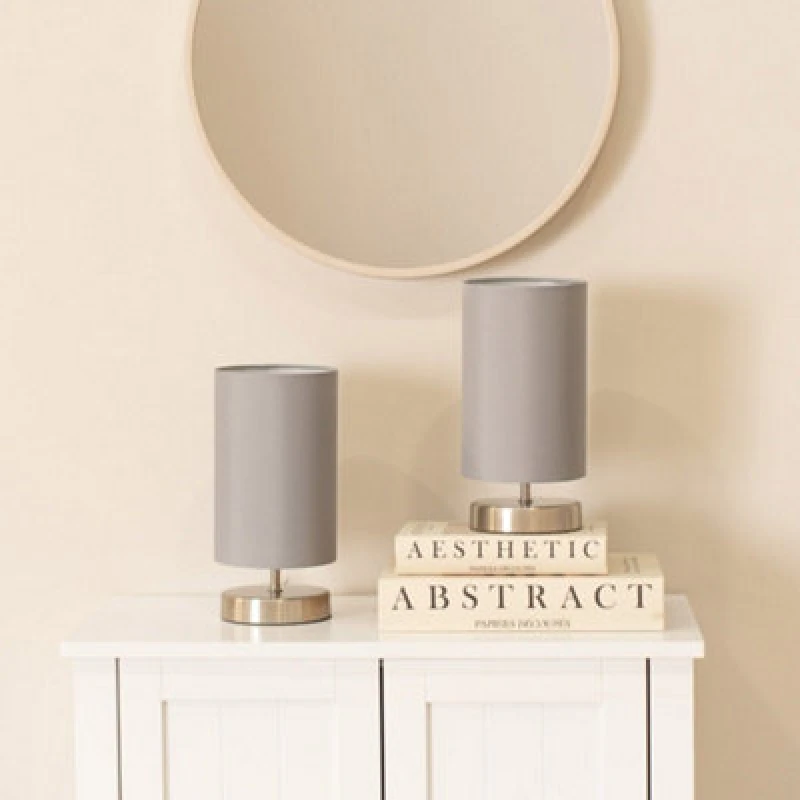 Image of ValueLights ValueLights Francis Pair of Brushed Chrome Dimmable Touch Table Lamps with Bulbs in Silver Silver One Size Unisex 5055759921668