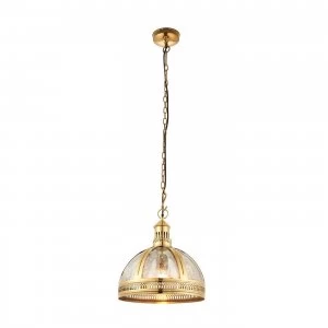 image of Dome Ceiling Pendant Light Solid Brass, Mercury Glass, E27