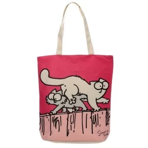 Image of New Pink Simons Cat Cotton Bag with Zip and Lining