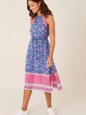 image of Monsoon Skylar Print Dress, Blue, Size XL, Women