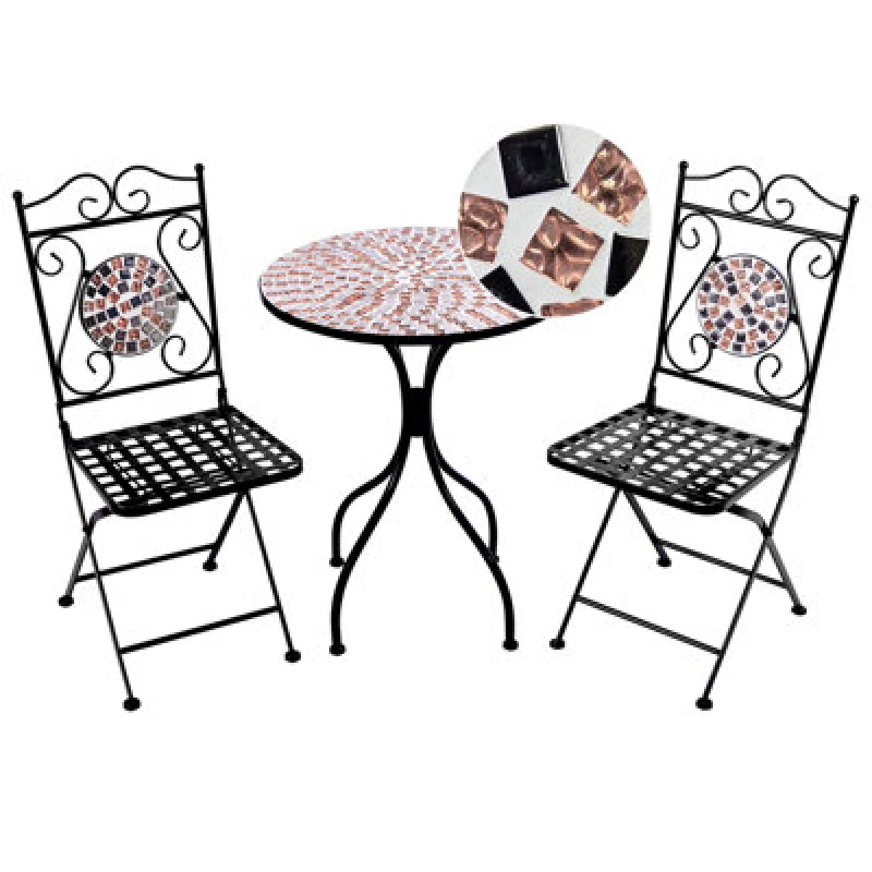 Image of Beliani Bistro Set Folding Carpino Metal Black