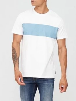 Image of Ted Baker Squishh Placement Chest Stripe T-Shirt - Blue, Size 4, Men