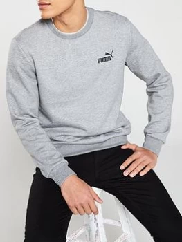 image of Puma Ess Logo Crew Neck Sweat, Medium Grey Heather, Size L, Men