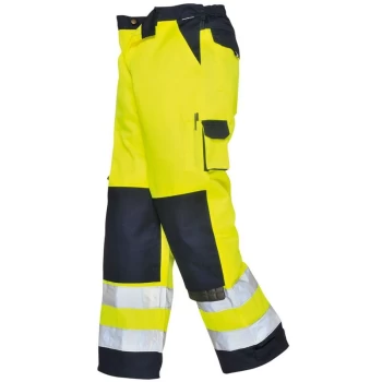 image of TX51YNR4XL - sz 4XL Lyon Hi-Vis Trousers - Yellow/Navy - Portwest