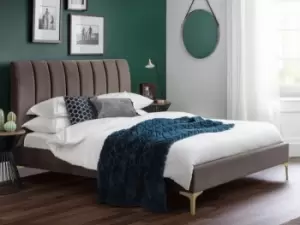 Image of Julian Bowen Deco 5ft King Size Truffle Upholstered Fabric Bed Frame