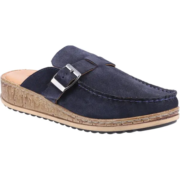 image of Hush Puppies Womens Sorcha Slip On Wedge Clog Mule Sandals - UK 3 Blue female GDE2413NVY3