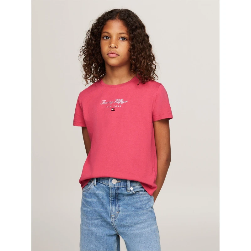 Image of Tommy Hilfiger NYC Foil Short Sleeve T-Shirt Juniors - Pink Pink 13 - 14 Years