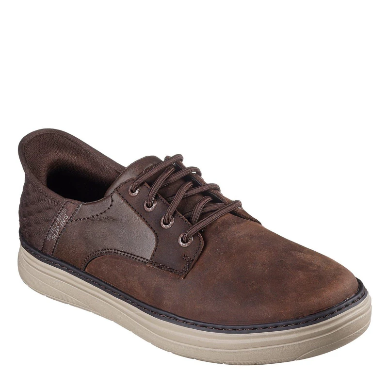 Image of Skechers HYLAND Bungee Slip-Ins Cocoa Leather Brown