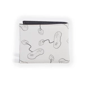 Image of Nintendo - Snes Controllers All-Over Print With Rubber Patch Mens Bi-Fold Wallet - Grey/Black