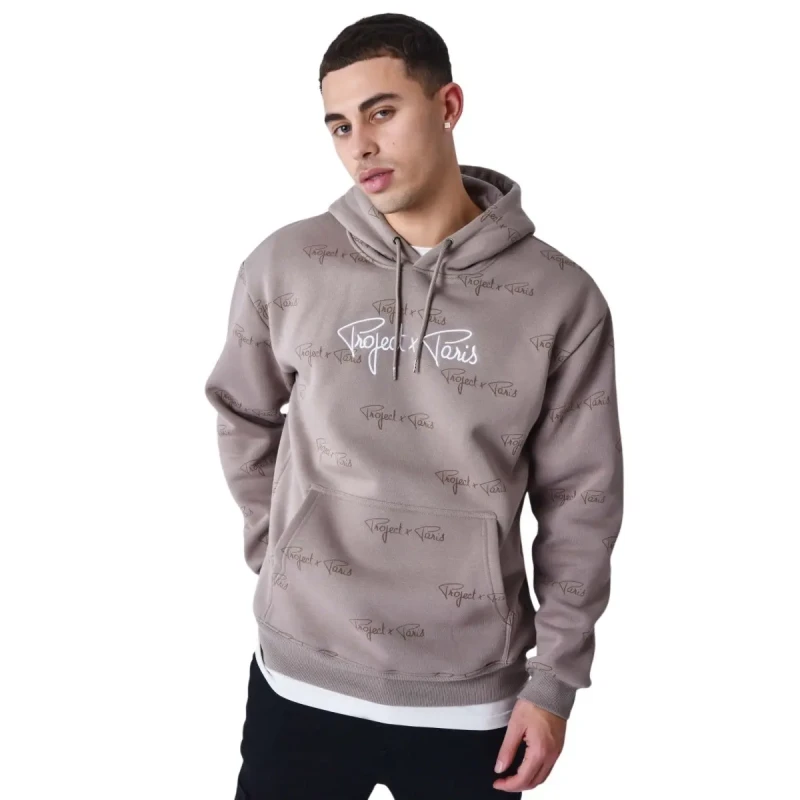 Image of Project X Paris Printed hoodie Project X Paris Signature All Over Beige Male S