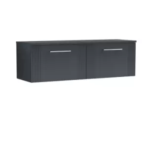 image of Nuie Deco 1200mm Wall Hung 2 Drawer Vanity & Worktop - Satin Anthracite