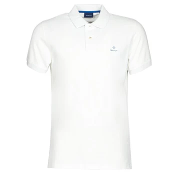 image of Gant GANT CONTRAST COLLAR PIQUE POLO mens Polo shirt in White - Sizes XXL,S