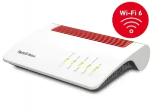 image of FRITZ!Box 7590 AX - WiFi 6 (802.11ax) - Dual Band (2.4 GHz / 5 GHz) - Ethernet LAN - ADSL2+ - White - Tabletop Router