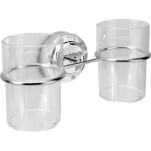 image of Suction Cup Double Toothbrush Tumbler Holder M&W - Silver