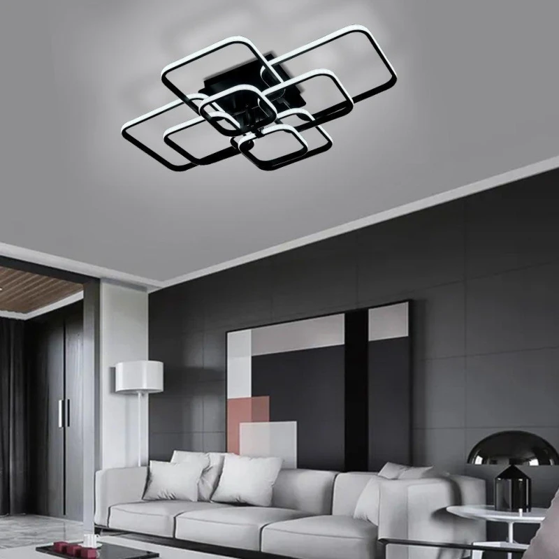 Image of Kabinet UK 8-Square Overlap LED Ceiling Light Black unisex One Size