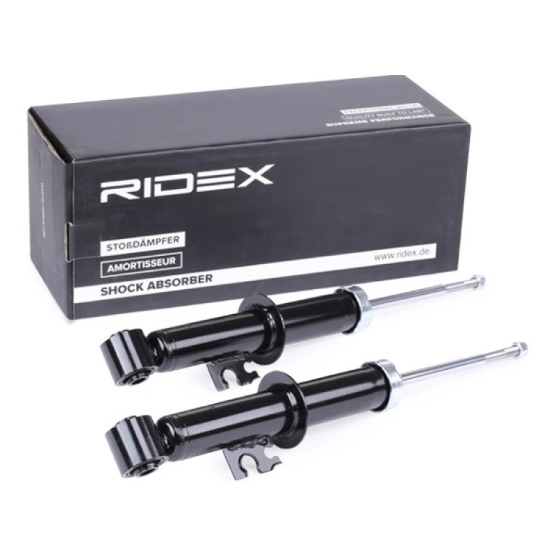 Image of RIDEX 854S2227 Shock absorber Rear Axle, Gas Pressure, Twin-Tube, Spring-bearing Damper, Bottom eye Shock Absorber (854)