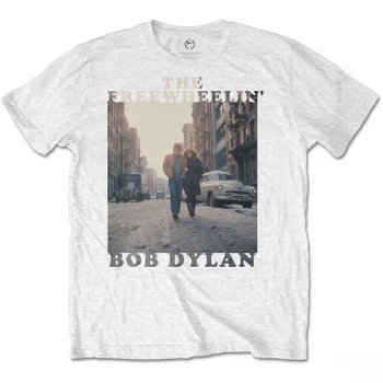 image of Bob Dylan - The Freewheelin' Unisex Small T-Shirt - White