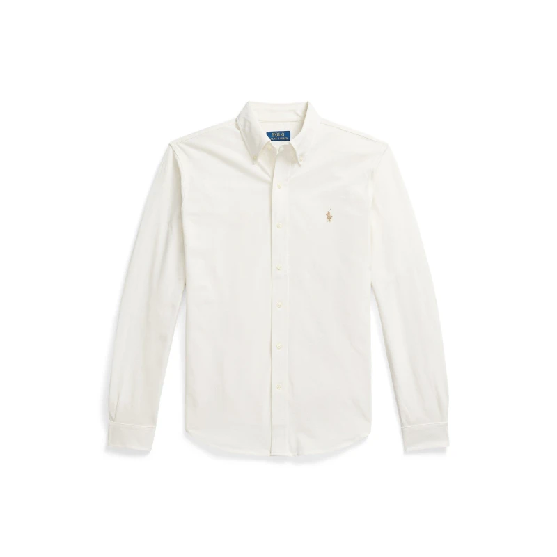 Image of Polo Ralph Lauren Mens Slim Fit Button-Down Plain Shirt Pale Cream male XL