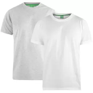Image of Duke Mens Fenton Kingsize D555 Round Neck T-Shirts (Pack Of 2) (3XL) (Grey/White)
