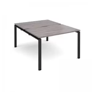 Image of Adapt back to back desks 1200mm x 1600mm - Black frame and grey oak