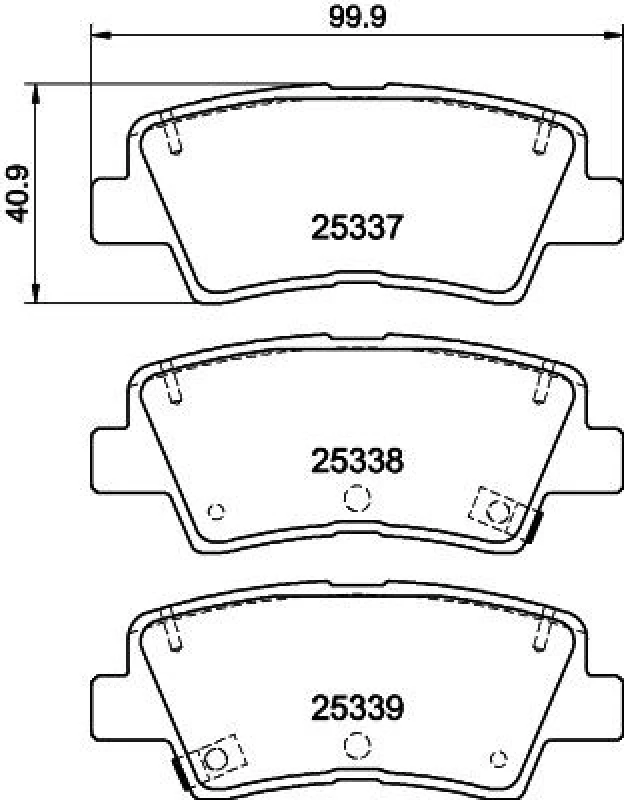Image of HELLA Brake pad set HELLA 8DB 355 040-171