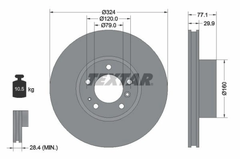 Image of Brake disc TEXTAR 92058300