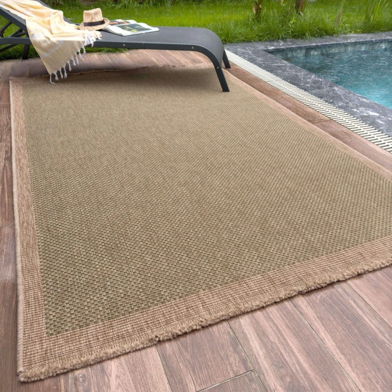 Image of THE RUGS Jute Looking Square Dots Design Outdoor Rugs in Blue Nature 5200GN in Green Size: 200cm x 290cm Green Unisex 200cm x 290 cm