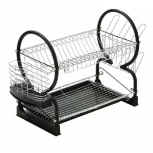 image of Black Enamel Coated Frame 2 Tier Dish Drainer - Premier Housewares