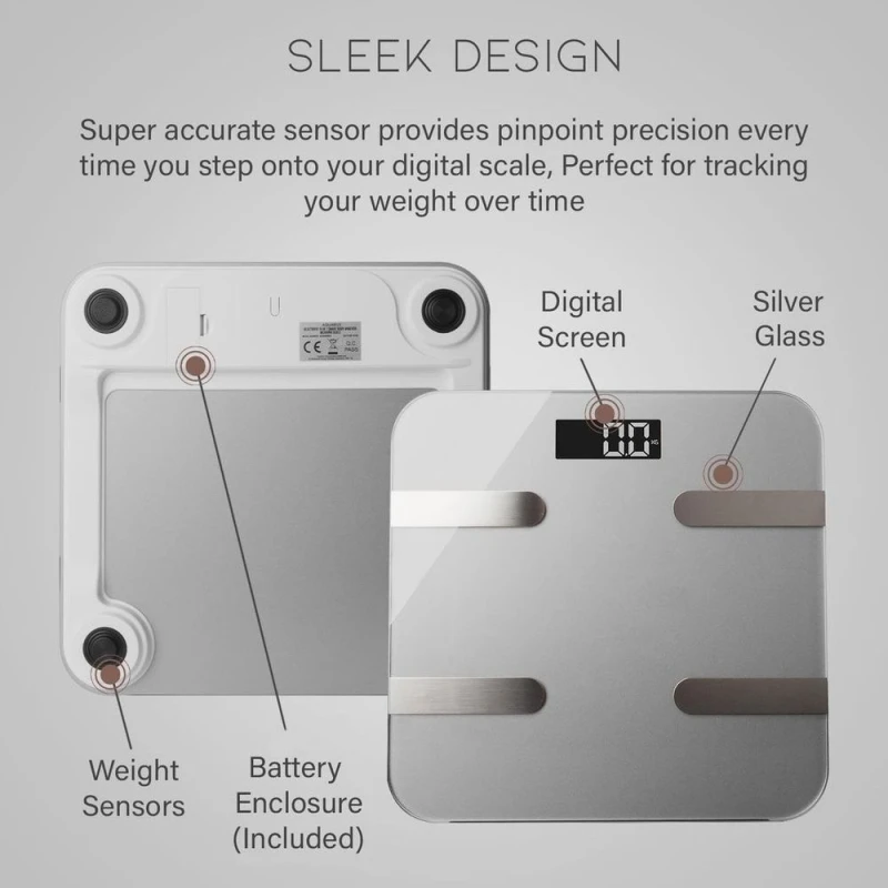 Image of Aquarius Aquarius 16 in 1 Health Bluetooth Smart Body Analysis Weighing Scale, Silver Silver