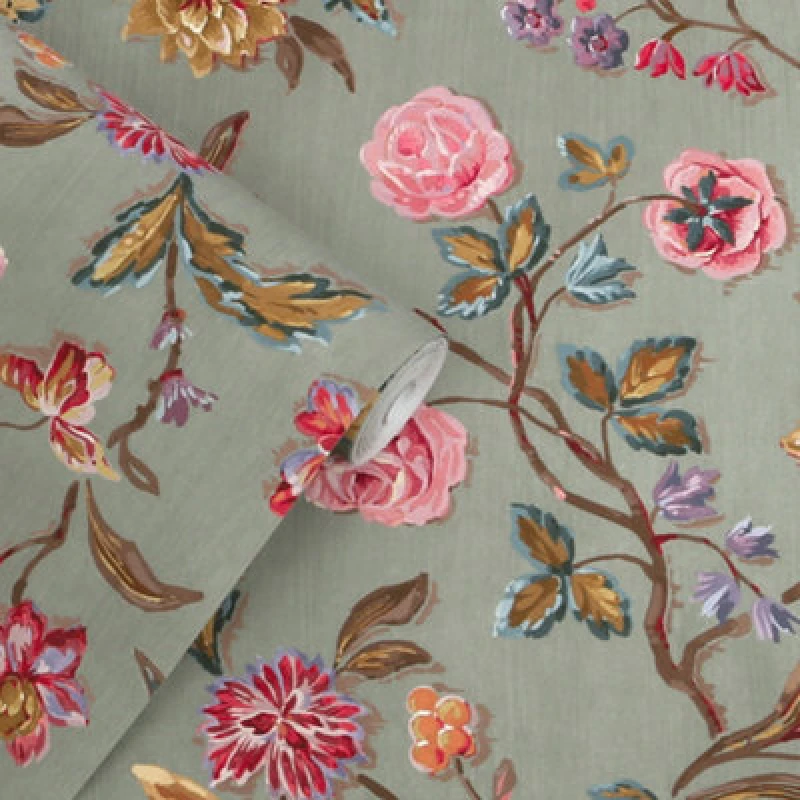 Image of Laura Ashley Lingmell Trail Antique Green Wallpaper