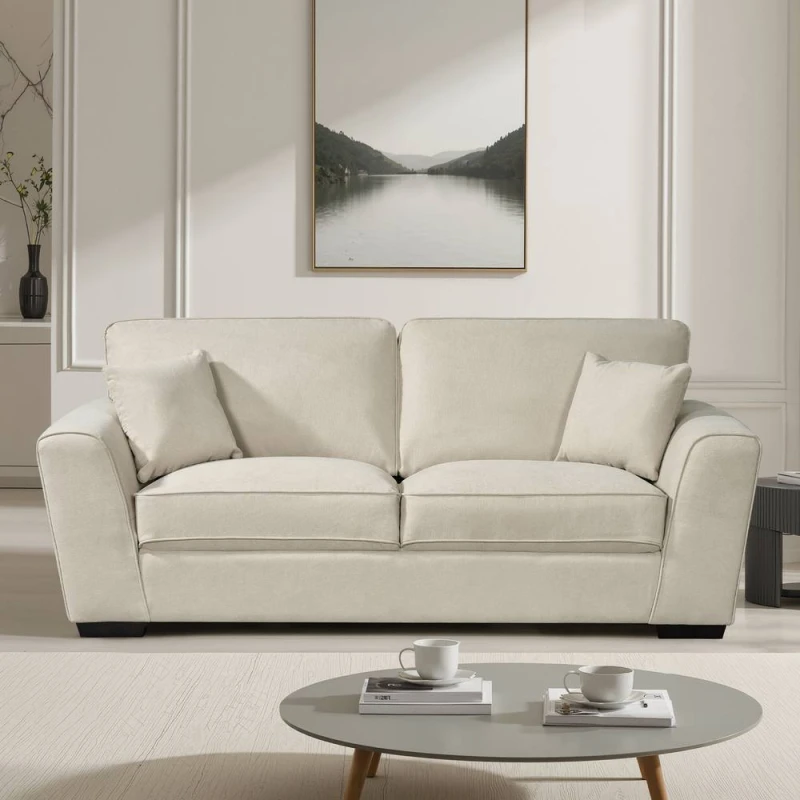 Image of Artemis Home Arlington 3 Seat Fabric Sofa in Ecru Size: 3 Seater Ecru Unisex 3 Seater