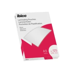 image of Ibico Gloss A5 Laminating Pouches 250 Micron Crystal Clear (Pack 100)