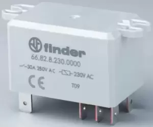 image of Finder, 110V ac Coil Non-Latching Relay DPDT, 30A Switching Current Flange Mount, 2 Pole, 66.82.8.110.0000