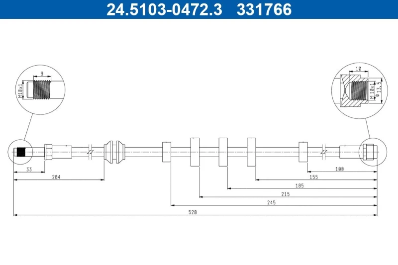 Image of Brake hose ATE 24.5103-0472.3