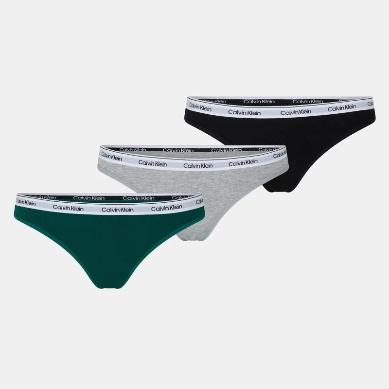 Image of Calvin Klein 3 Pack Thongs Black/Grey/Turf female 16 (XL)