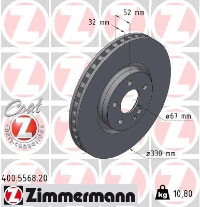 Image of ZIMMERMANN Brake disc ZIMMERMANN 400.5568.20