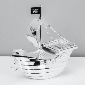 image of Bambino Silver Plated Pirate Ship Money Box