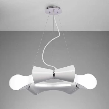 image of Ora 6 Flat pendant lamp E27 bulbs, bright white / white arylic / polished chrome