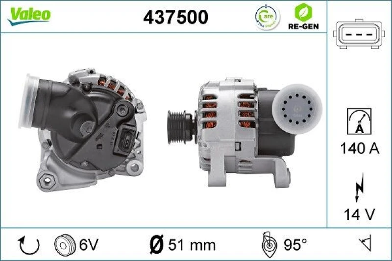 Image of VALEO 437500 Generator Alternator Charging Current: 140A, Voltage: 14V Alternator (4)
