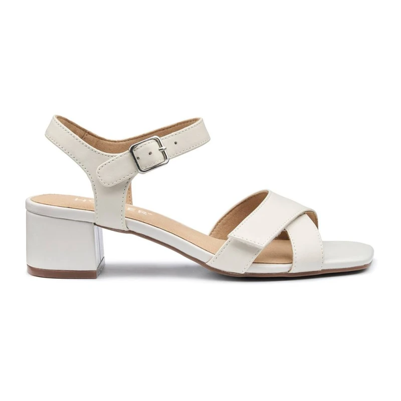 Image of Hotter Womens 'Riviera' Block Heel Sandals in Off-White Size: 8 Off-White Female 8