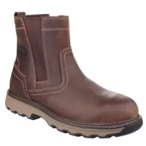 Image of Caterpillar Unisex Pelton Safety Leather Boots (10 UK) (Dark Beige)