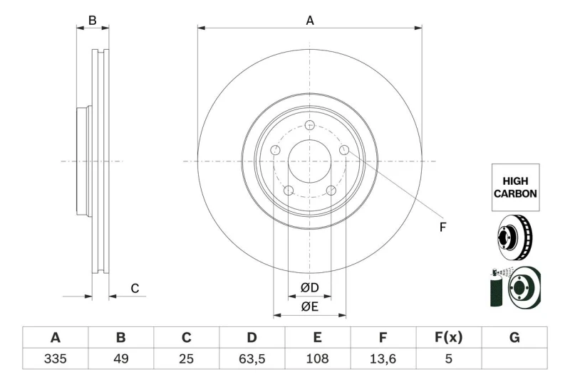 Image of Brake disc Bosch 0 986 479 F80