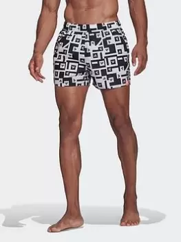 image of adidas Graphic Swim Shorts, Black/White Size M Men