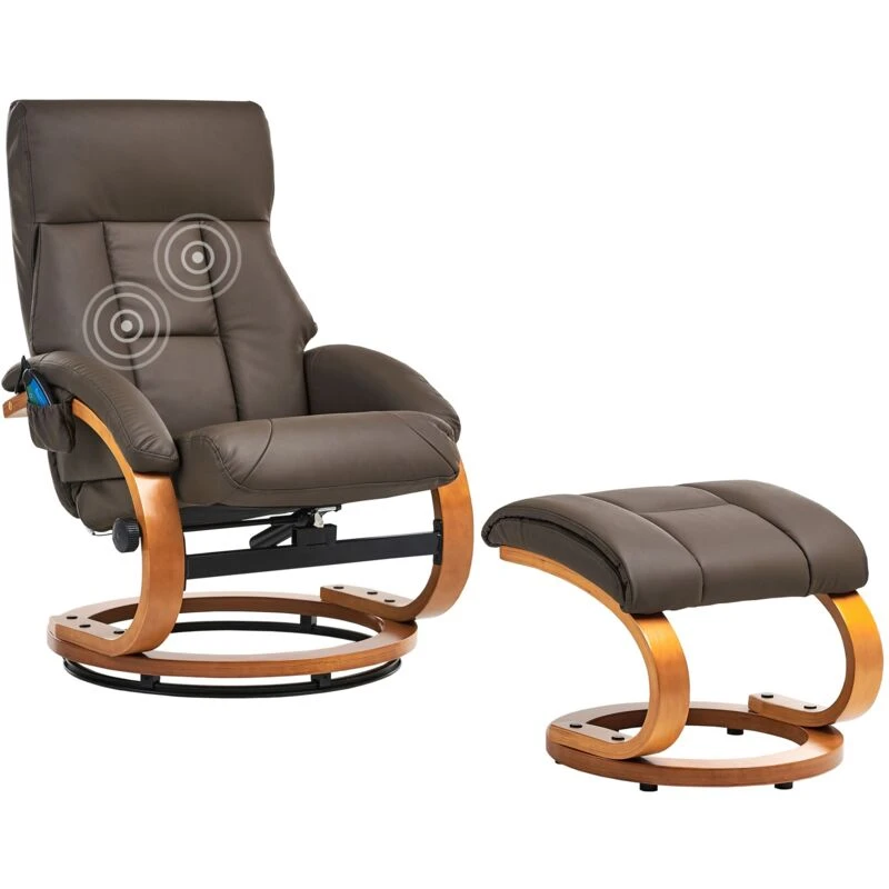 Image of Beliani Massage Chair Force With Footstool Faux Leather Dark Brown