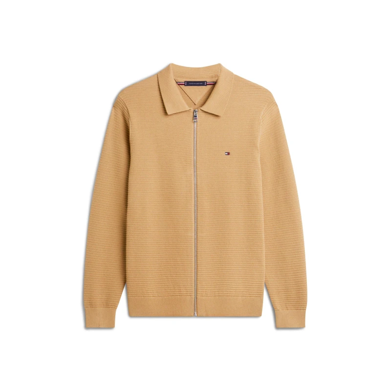 Image of Tommy Hilfiger Mens Structure Full Zip Crew Neck Jumper Safari Canvas male S