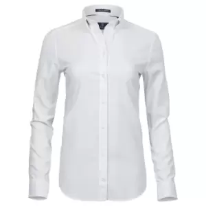 image of Tee Jays Womens/Ladies Perfect Long Sleeve Oxford Shirt (L) (White)